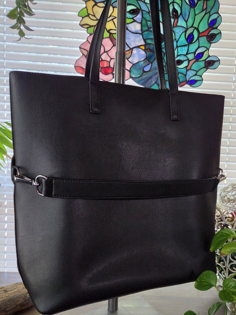 Away Black Leather Large Tote Bag Travel Business Men's Women's - Picture 3 of 11
